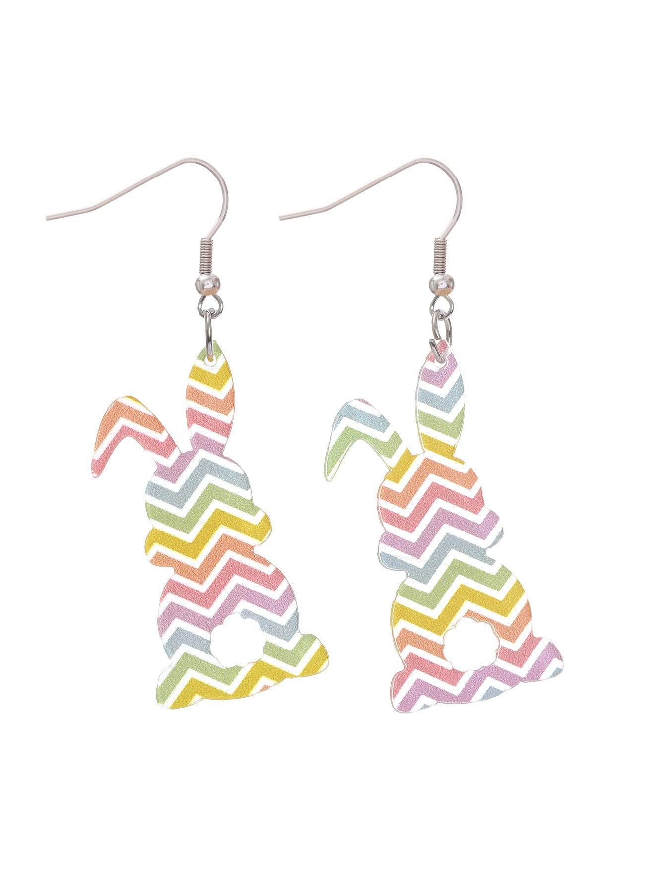 Wholesale Easter Acrylic Print Bunny Stripes Love Heart Fashion Contrast Color Personality Earrings